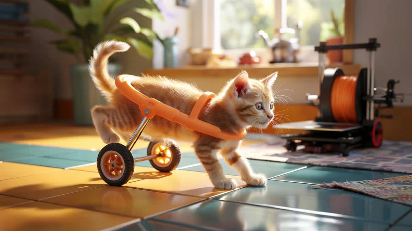 How a disabled kitten learned to walk using a 3D-printed wheelchair